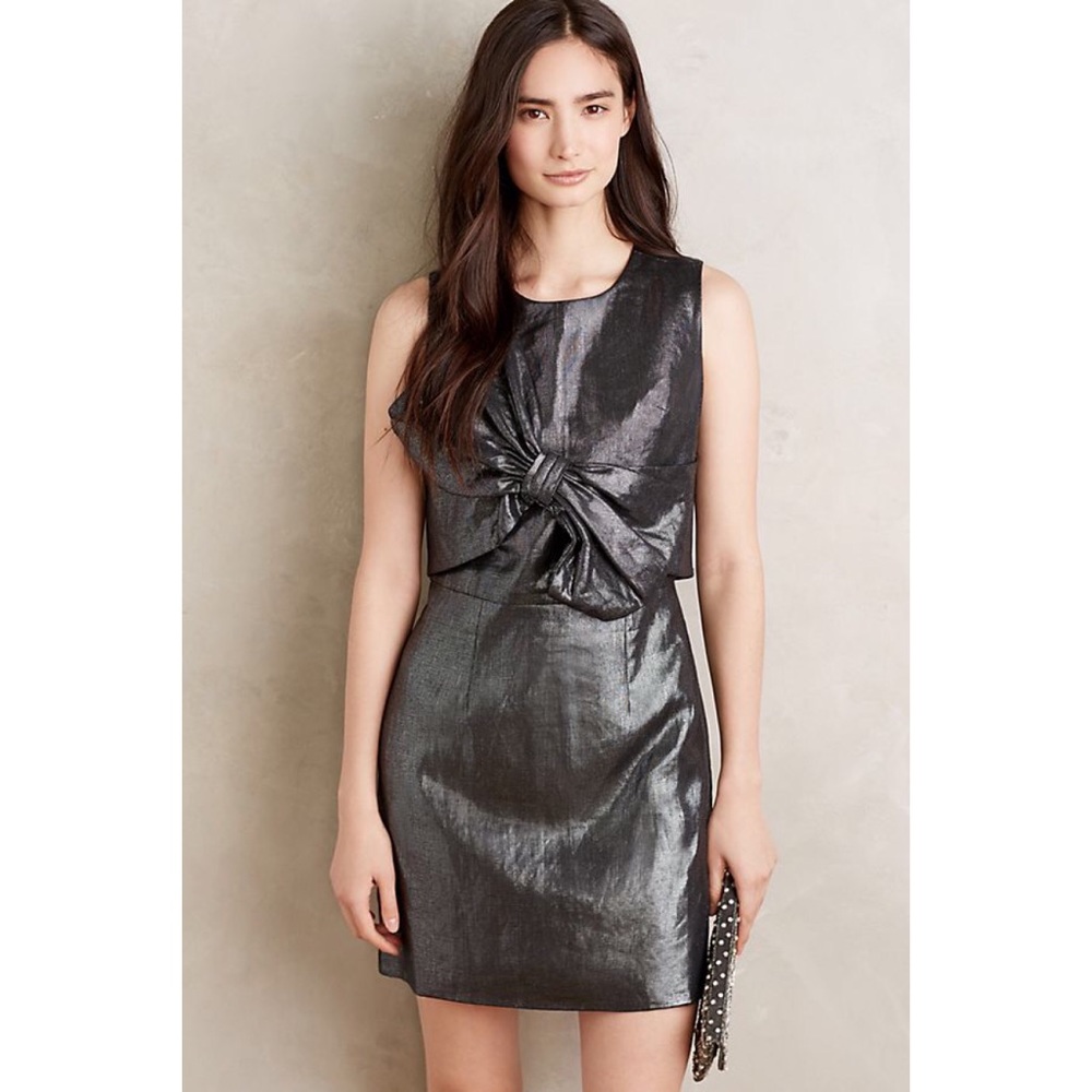 Rachel Antonoff Metallic Bow Front Sheath Dress